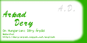 arpad dery business card