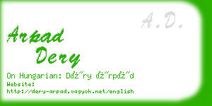 arpad dery business card